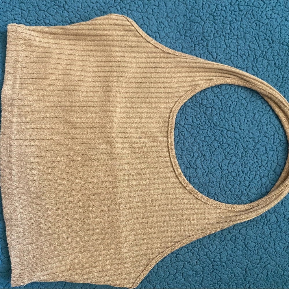 SHEIN Tan Ribbed Halter Top